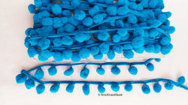Blue Pom Pom Fringe Trim, Pompom Trimming, Tassels